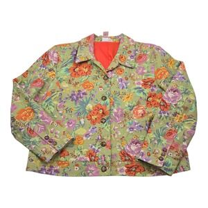 Coldwater Creek Floral Print Blazer Jacket Women's PXL Spring Casual Tweed Fun